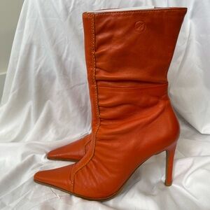 Bronx Orange Leather Heeled Boots